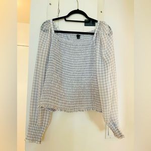 Lavender and White Gingham Smocked Top